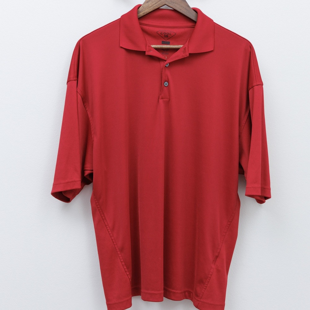 Haggar Cool 18 Performance Polo Shirt Mens Large Red Short Sleeve Golf Top